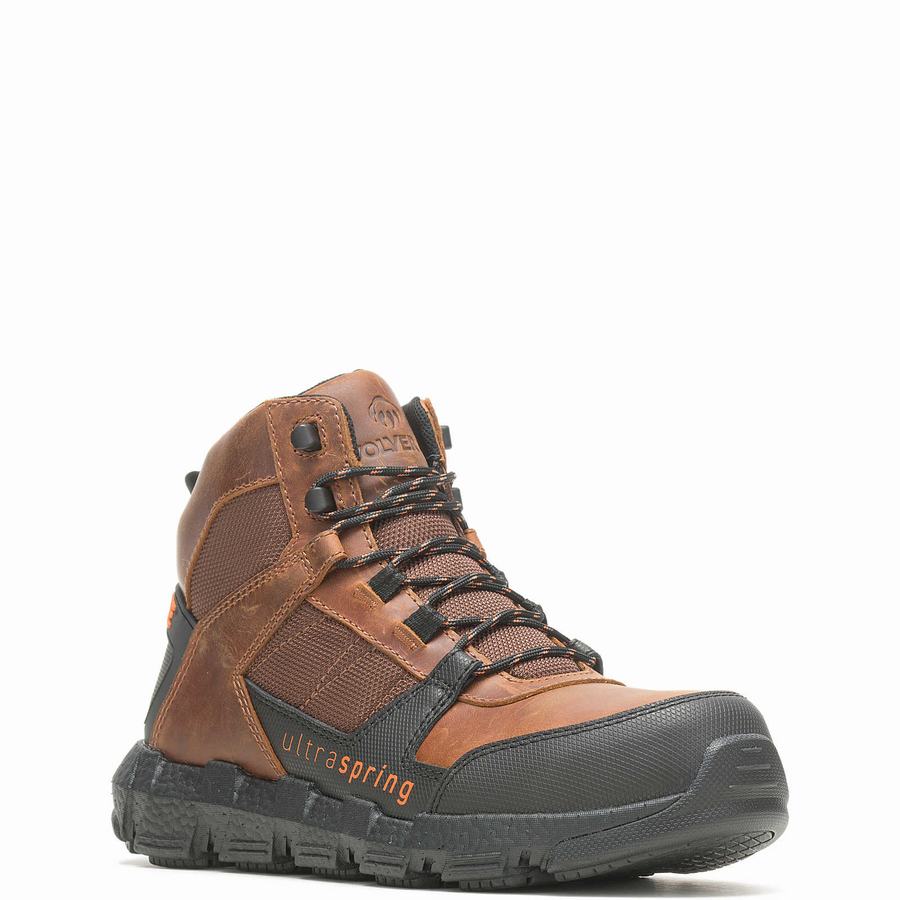 Brown Wolverine Rev UltraSpring™ DuraShocks® Vent CarbonMax™ Men Work Shoes | QEK6895NJ