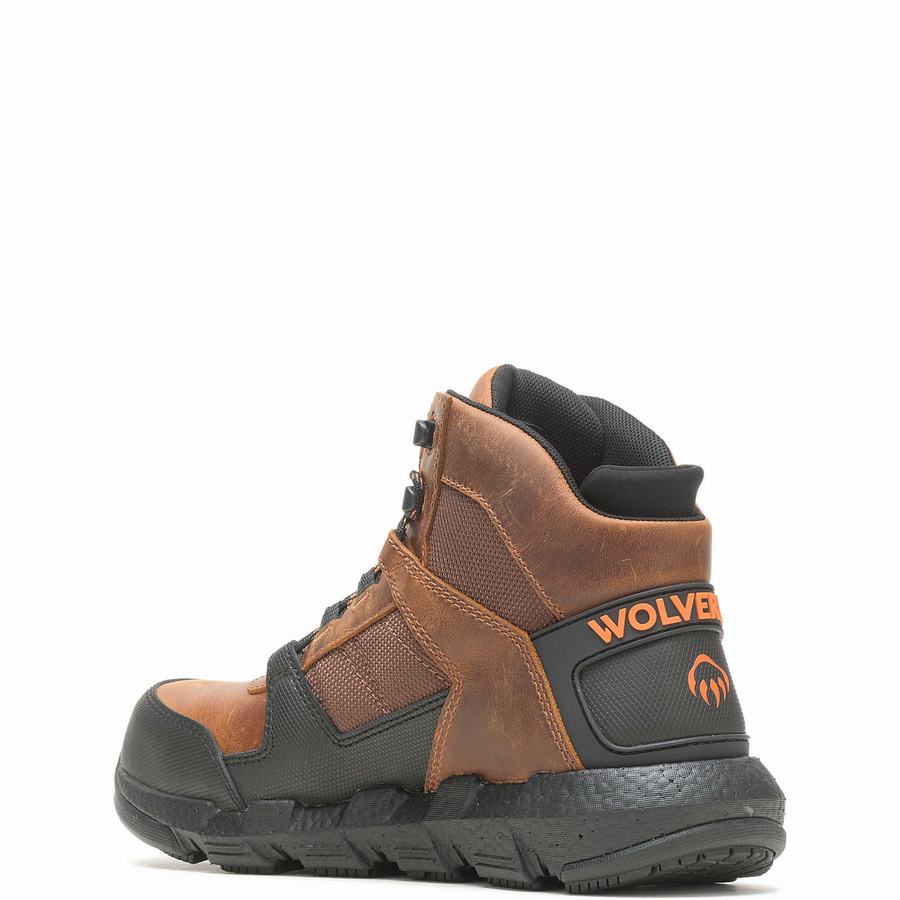 Brown Wolverine Rev UltraSpring™ DuraShocks® Vent CarbonMax™ Men Work Shoes | QEK6895NJ