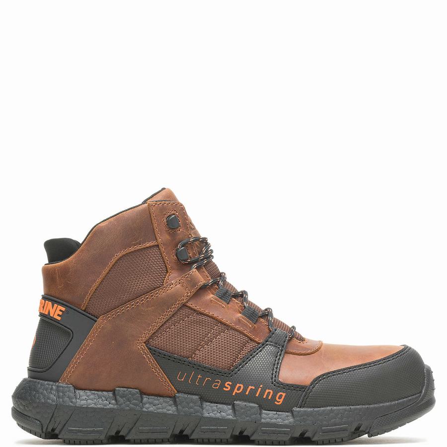 Brown Wolverine Rev UltraSpring™ DuraShocks® Vent CarbonMax™ Men Work Shoes | QEK6895NJ