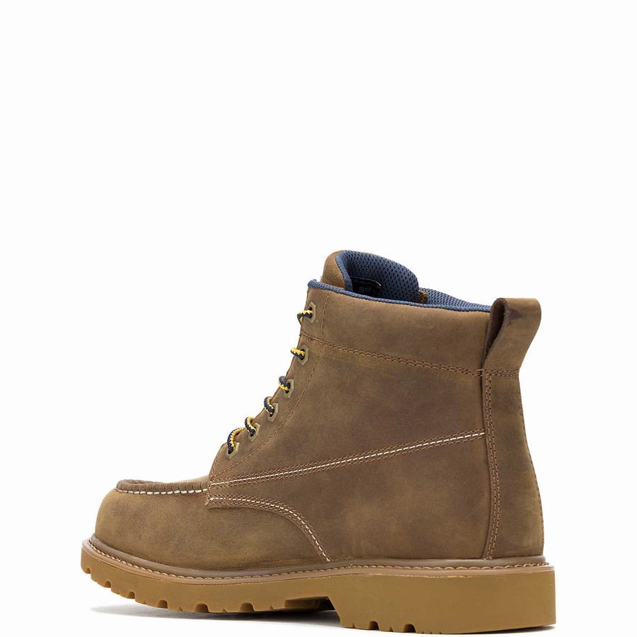 Brown Wolverine x Valiant University of Michigan Floorhand Moc Toe Men Work Boots | UEI2642BO