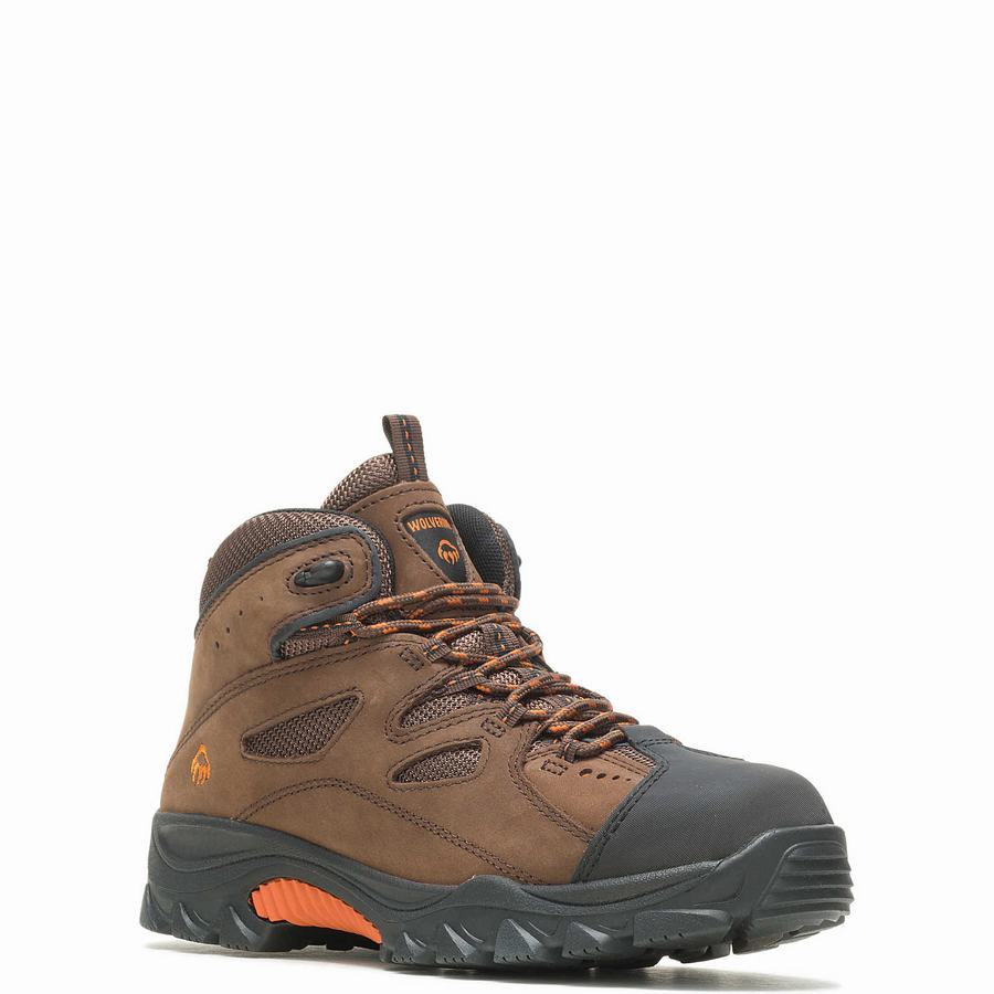 Dark Brown Black Wolverine Hudson Steel-Toe Men Work Boots | PLZ2671GZ