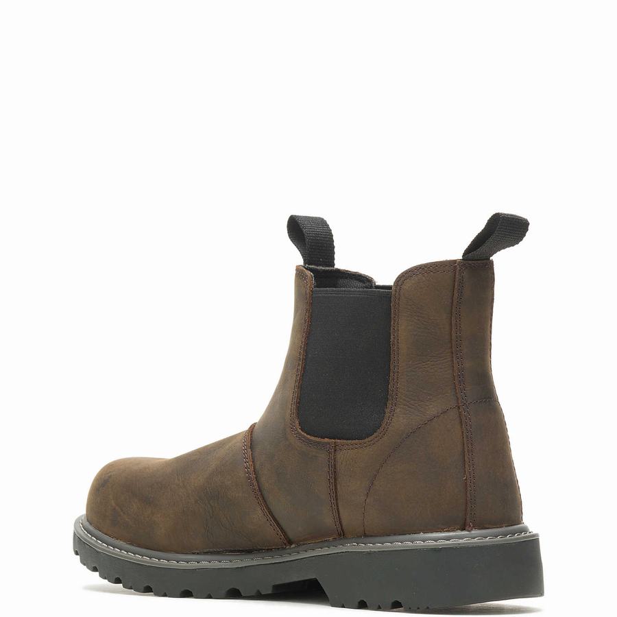 Dark Brown Wolverine Floorhand Steel-Toe Romeo Men Work Boots | PFS2967SQ