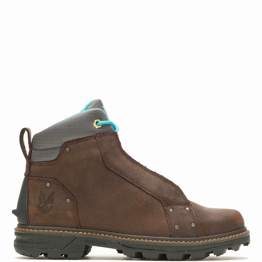 Dark Brown Wolverine Halo Spartan Men Work Boots | JEV2426JM