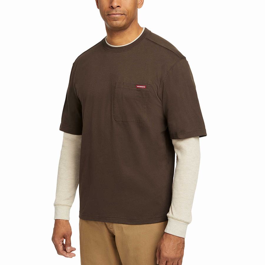 Dark Brown Wolverine Miter II Tee Men T Shirts | UNF3431LA