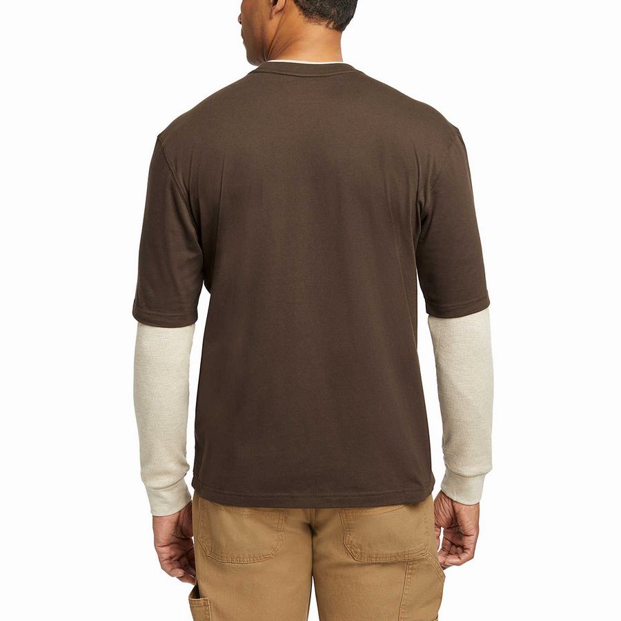 Dark Brown Wolverine Miter II Tee Men T Shirts | UNF3431LA