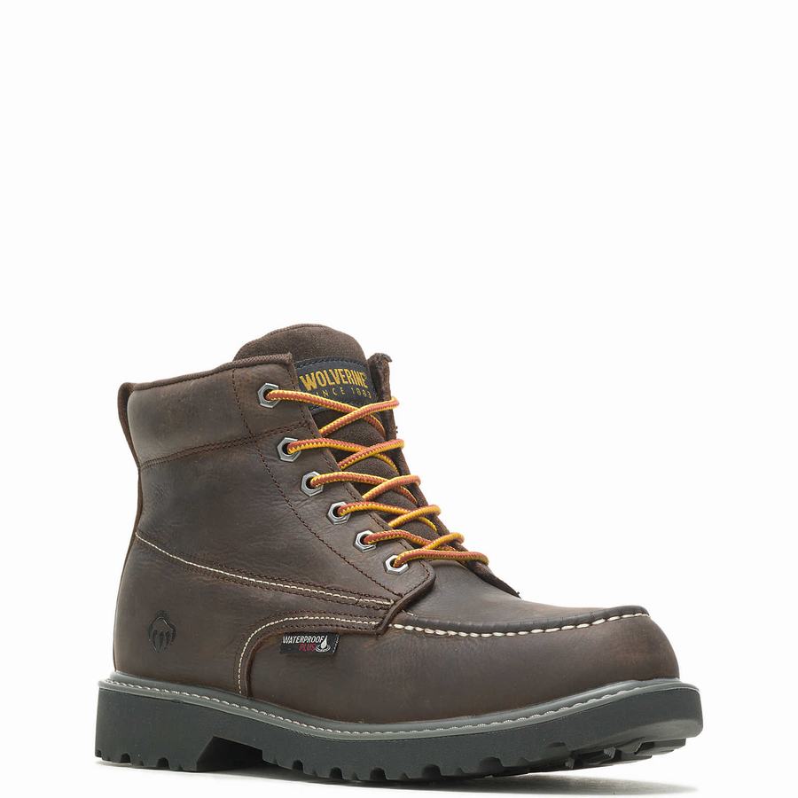 Dark Coffee Wolverine Floorhand Moc Toe 6” Men Work Boots | XJF1797KK