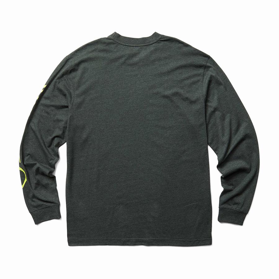 Dark Grey Wolverine Graphic Long Sleeve - Sleeve Logo Men T Shirts | KLY4968CC