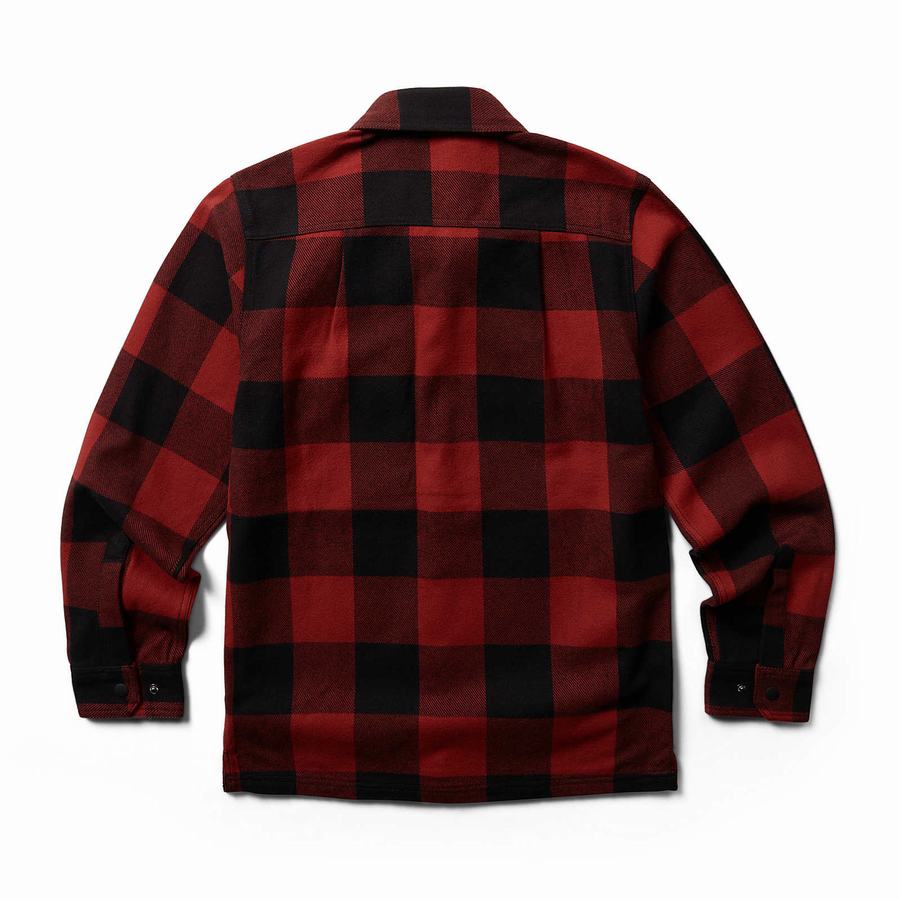 Dark Red Black Wolverine Forge Flannel Overshirt Men Shirts | JTK321UL