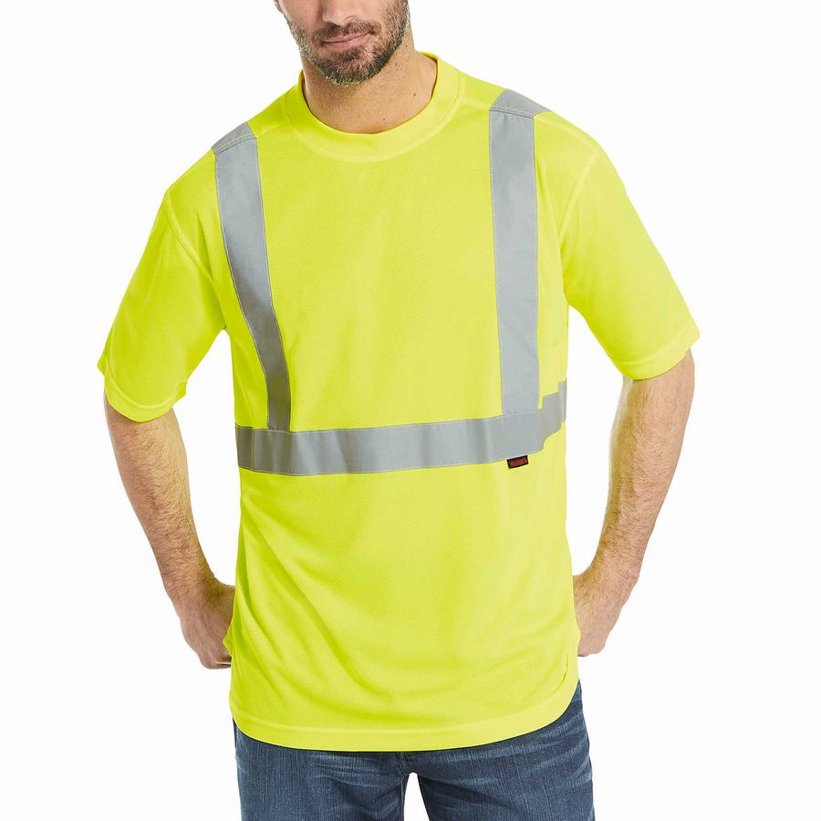 Green Wolverine Caution Short Sleeve Tee - Packaged Men T Shirts | CFU9920CJ