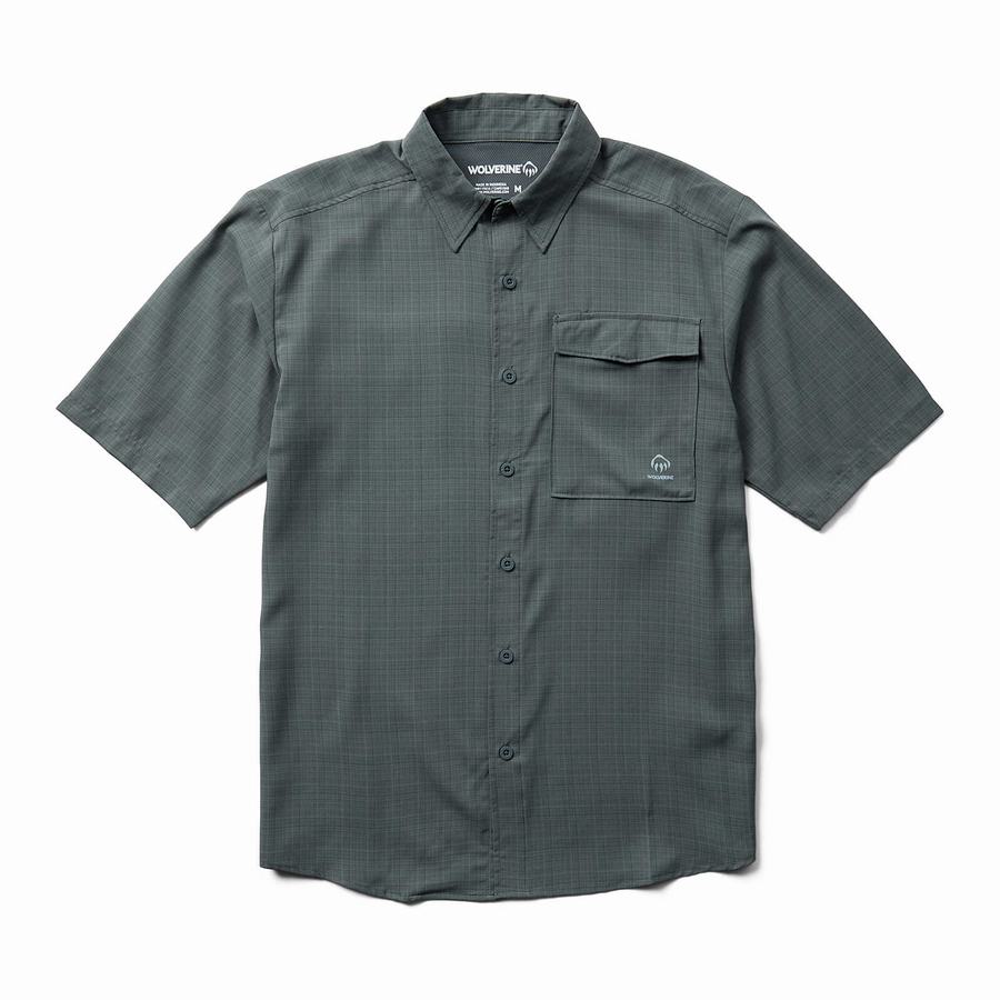 Grey Wolverine Driver Short Sleeve LW Men Shirts | BOQ5534EX