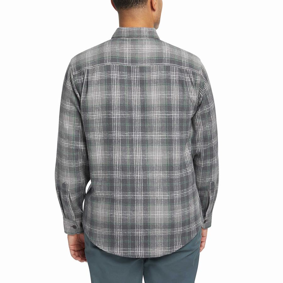 Grey Wolverine Glacier Heavyweight Long Sleeve Flannel Men Shirts | ETA8349VT