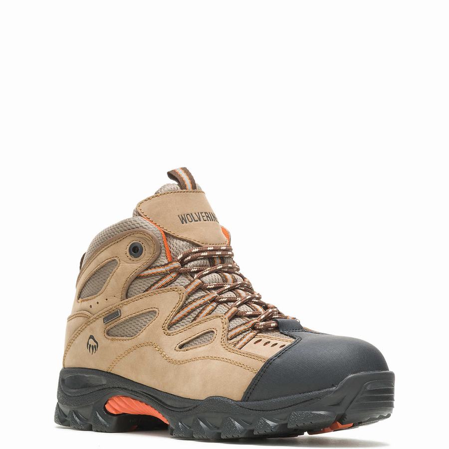 Light Brown Orange Wolverine Durant Waterproof Steel-Toe Men Work Boots | PCR1994GB