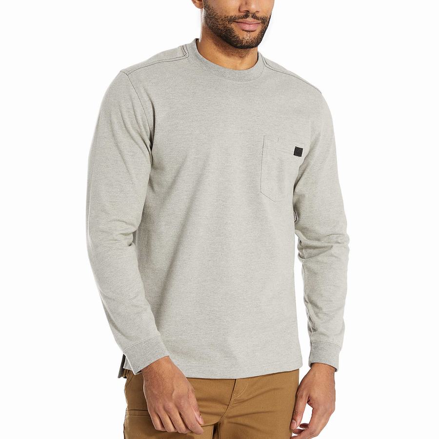 Light Grey Wolverine Guardian Cotton™ Long Sleeve Pocket Tee Men T Shirts | JVV7519WH