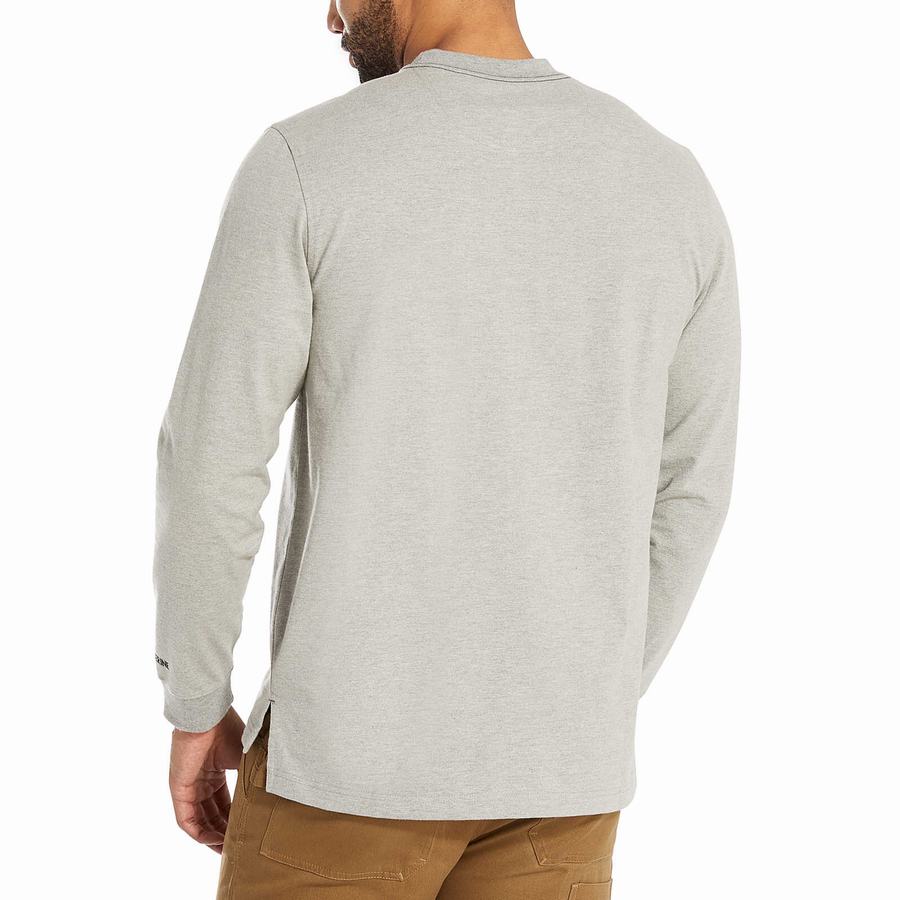 Light Grey Wolverine Guardian Cotton™ Long Sleeve Pocket Tee Men T Shirts | JVV7519WH