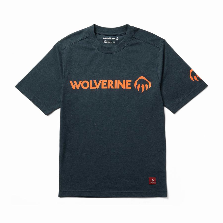 Navy Orange Wolverine Modern Fit Short Sleeve Graphic Tee Men T Shirts | NKL6892YN