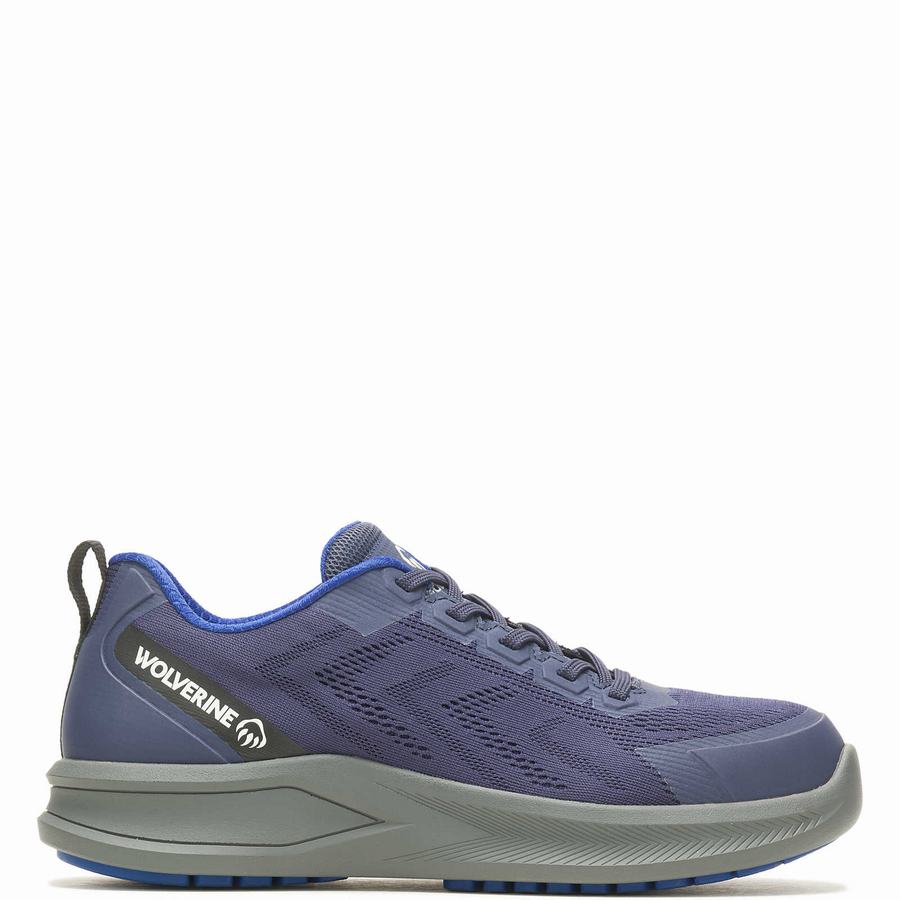 Navy Wolverine Bolt DuraShocks® Knit CarbonMax® Men Work Shoes | YTF8311LQ