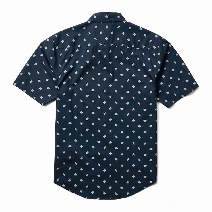 Navy Wolverine Fuse Short Sleeve Print Men Shirts | HOJ9619NW