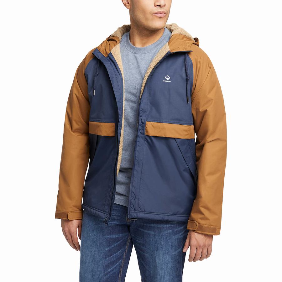 Navy Wolverine I-90 Sherpa Lined Rain Men Jackets | MIL633NR