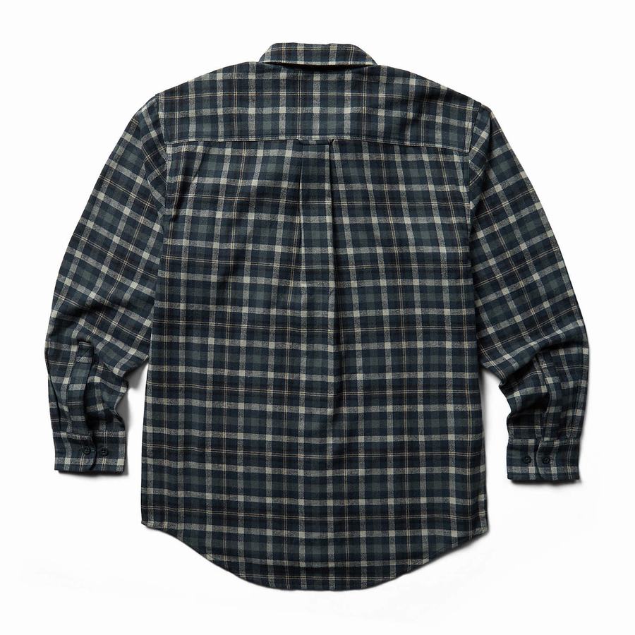 Navy Wolverine Rivet Flannel Men Shirts | EBV5099QT