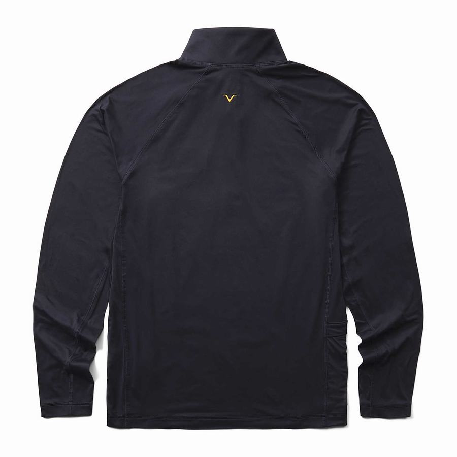 Navy Wolverine x Valiant University of Michigan Sun-Stop Eco Half Zip Men T Shirts | WTG7312VI