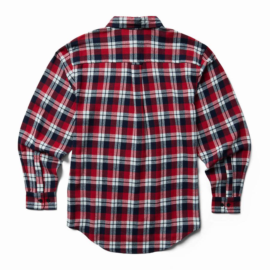 Red Wolverine Pike Flannel Men Shirts | WEX8089NT